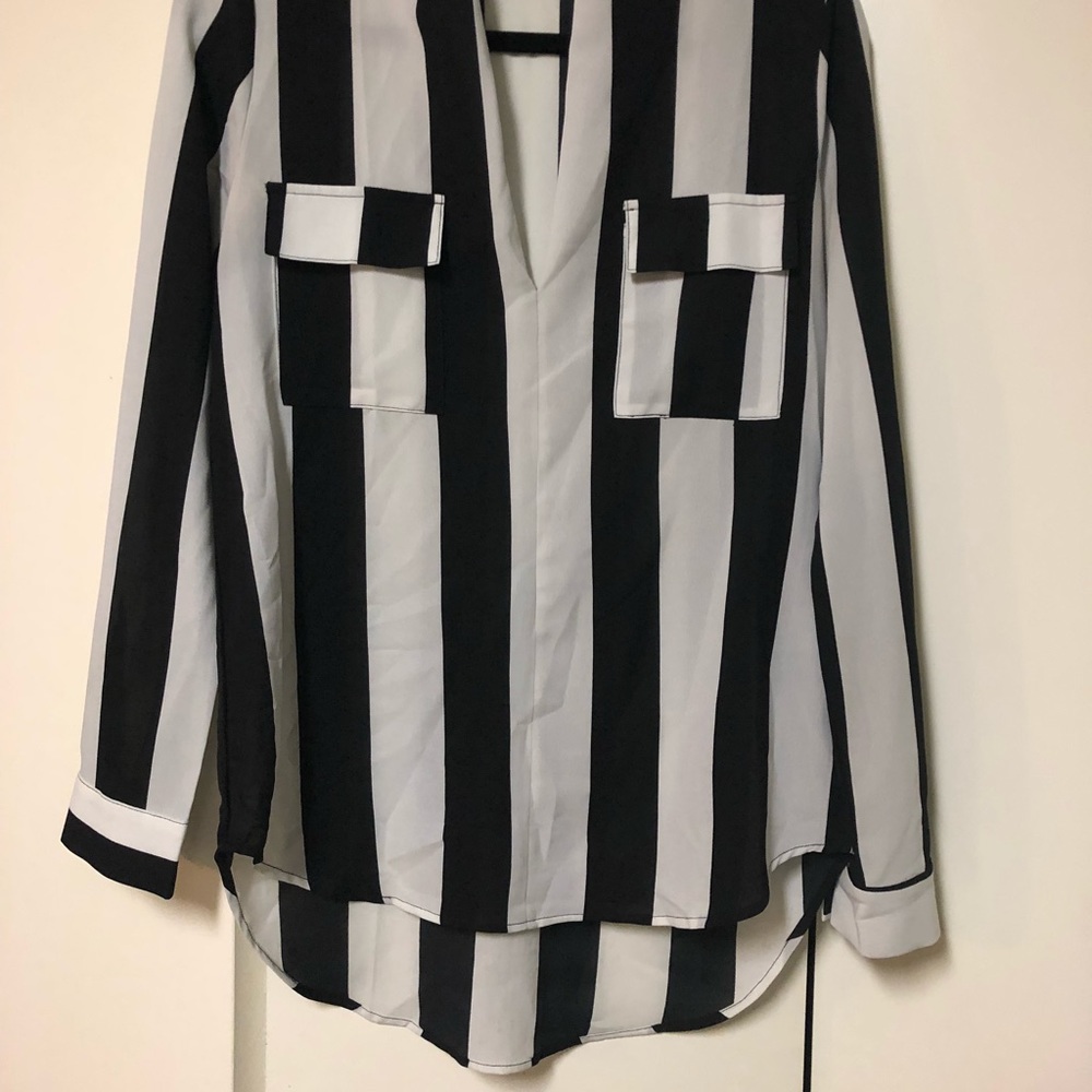 Black/white stripe blouse